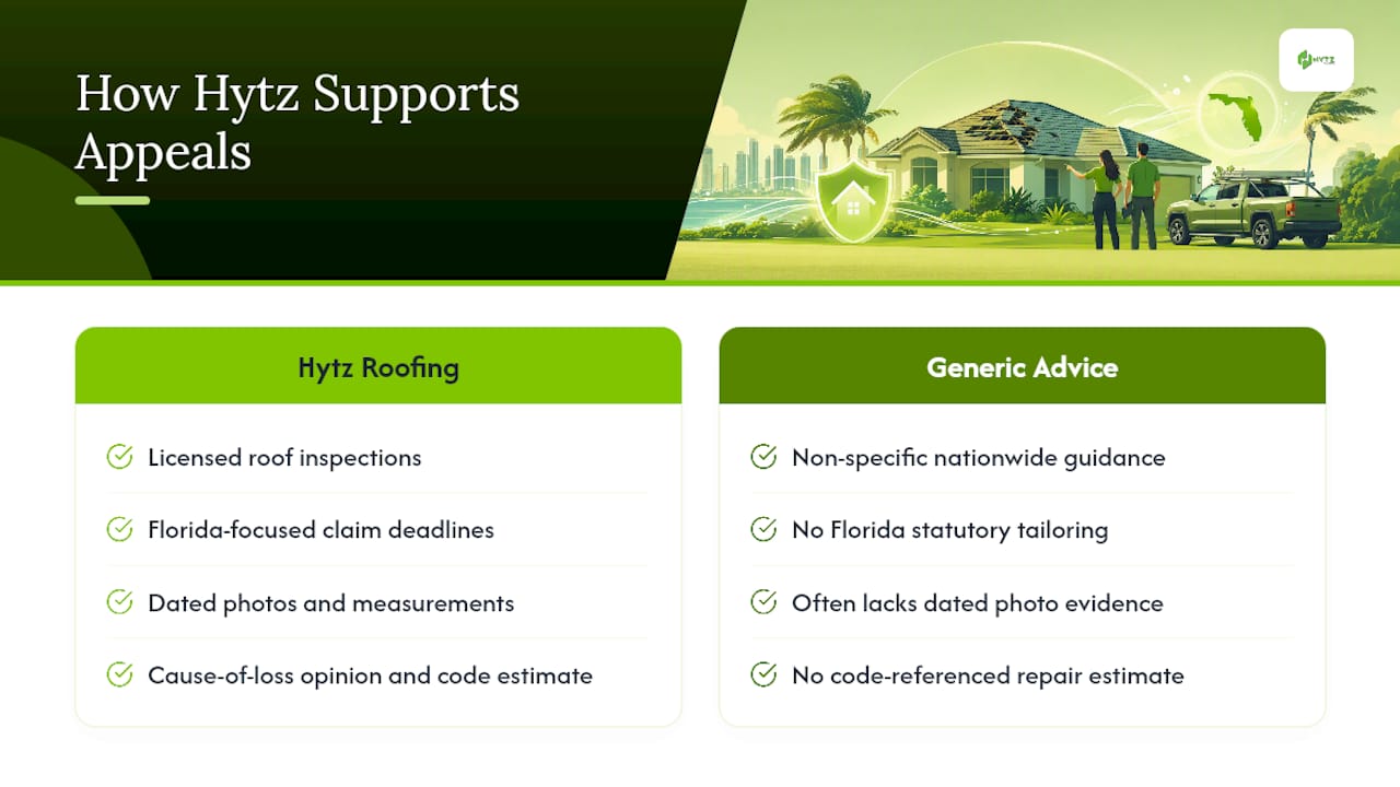 How Hytz Roofing Supports Your Appeal — overview diagram