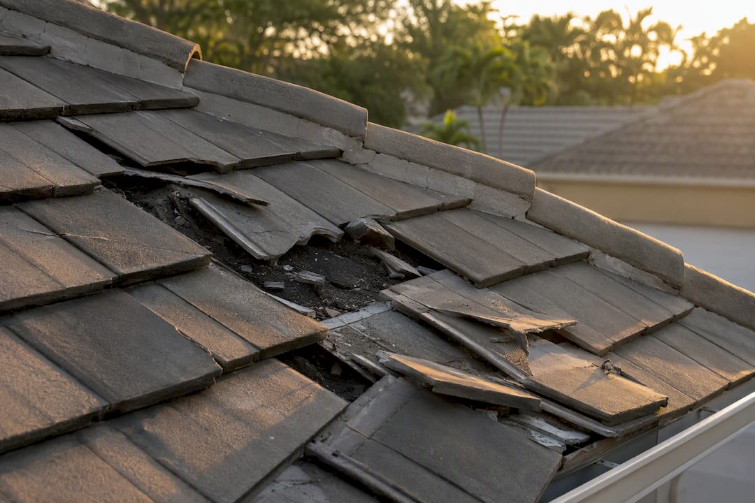 Storm-damaged Florida tile roof