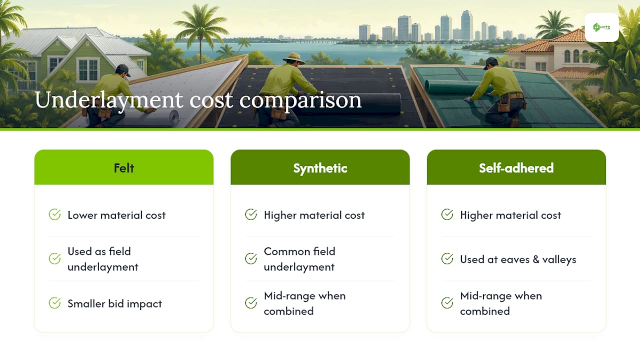 Cost and Lifespan by Underlayment Type — overview diagram
