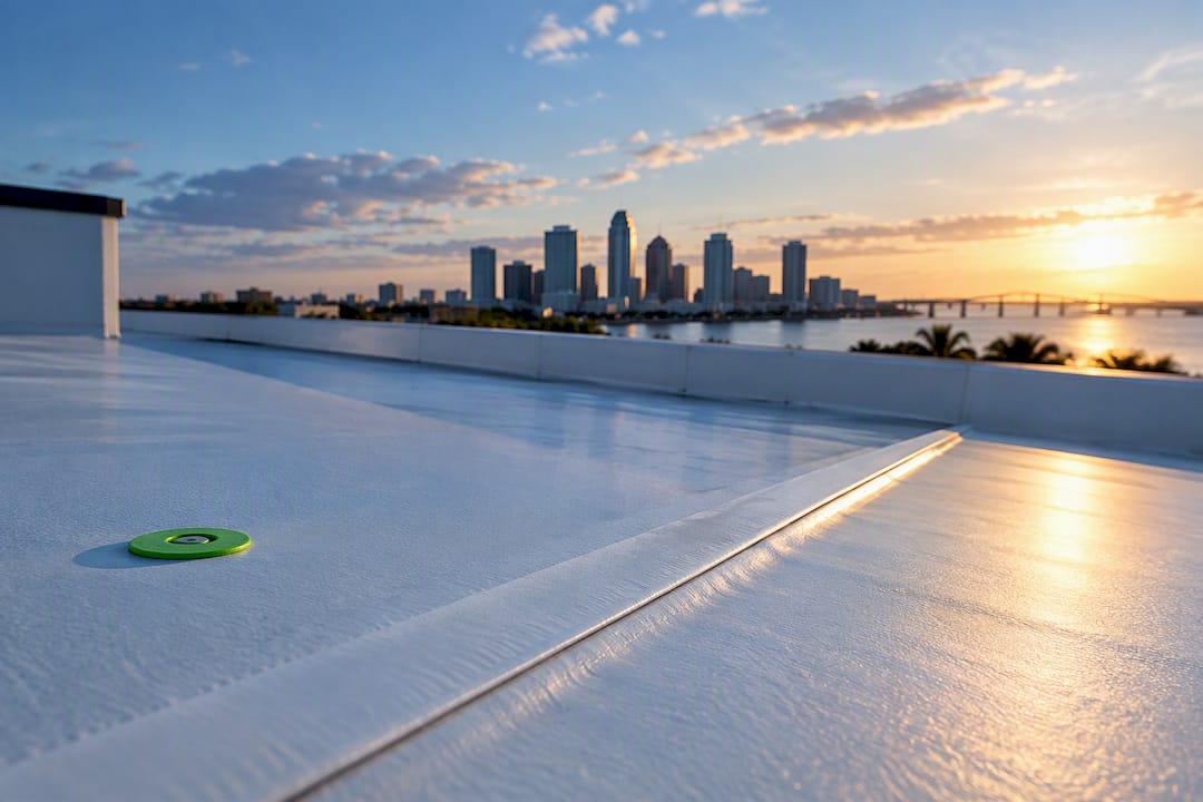 TPO membrane seam on Tampa commercial roof