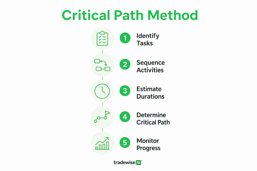 Infographic illustrating Critical Path Method steps