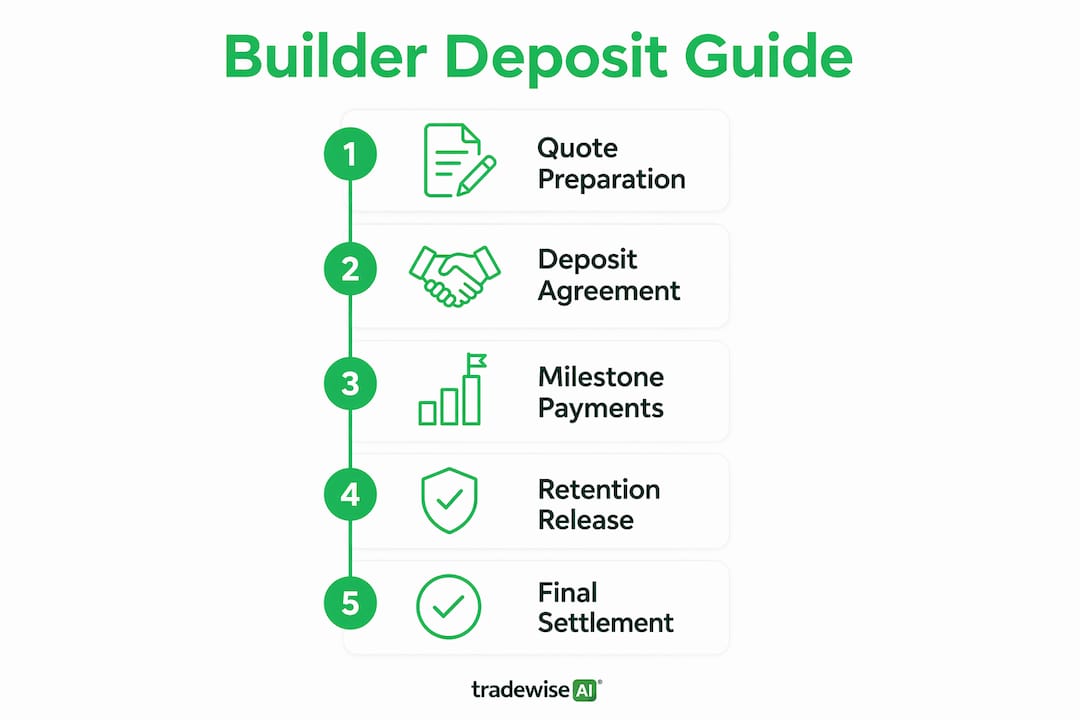 Infographic outlining builder deposit payment stages