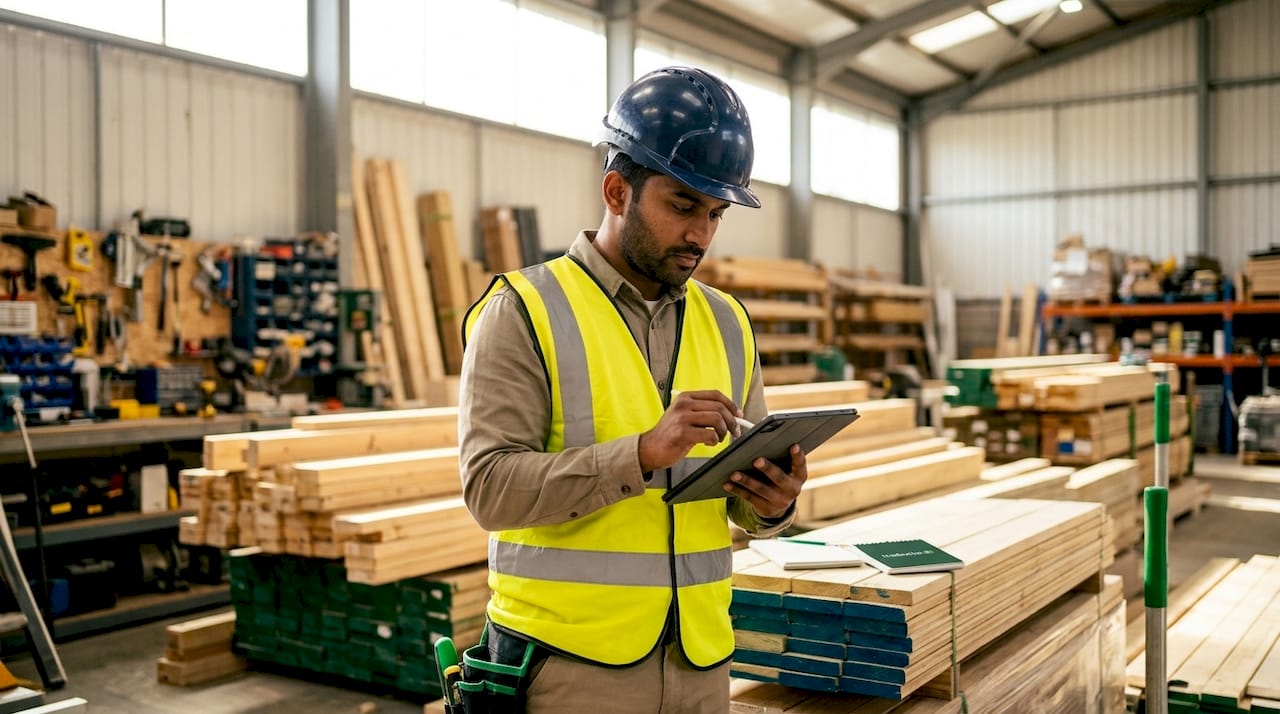 Construction coordinator managing site logistics outdoors