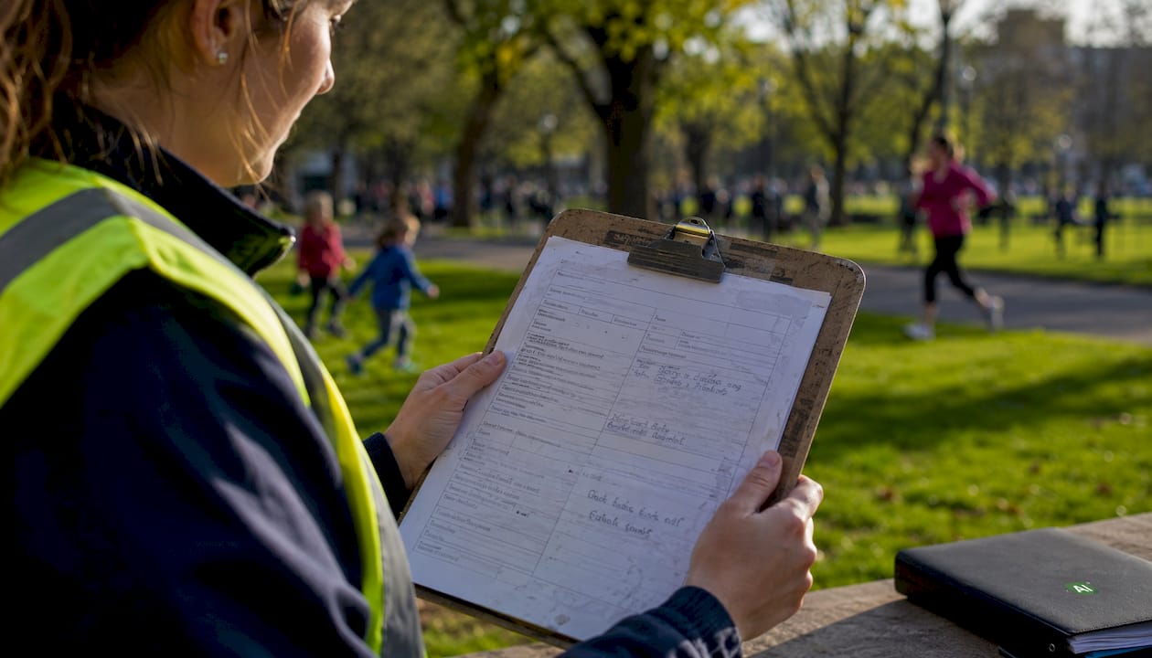 Builder holding weekly update form on site