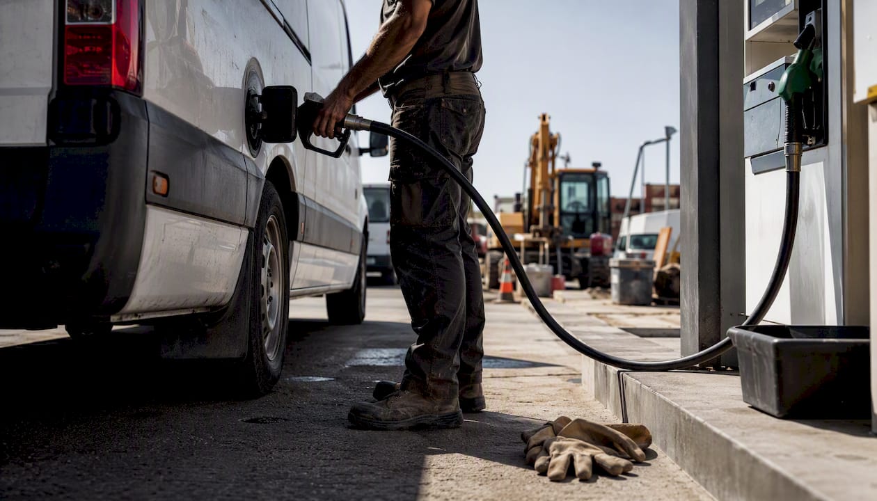 Technician refueling service van