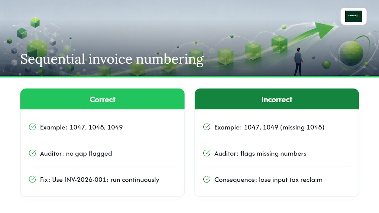 Diagram of correct versus incorrect invoice number sequences