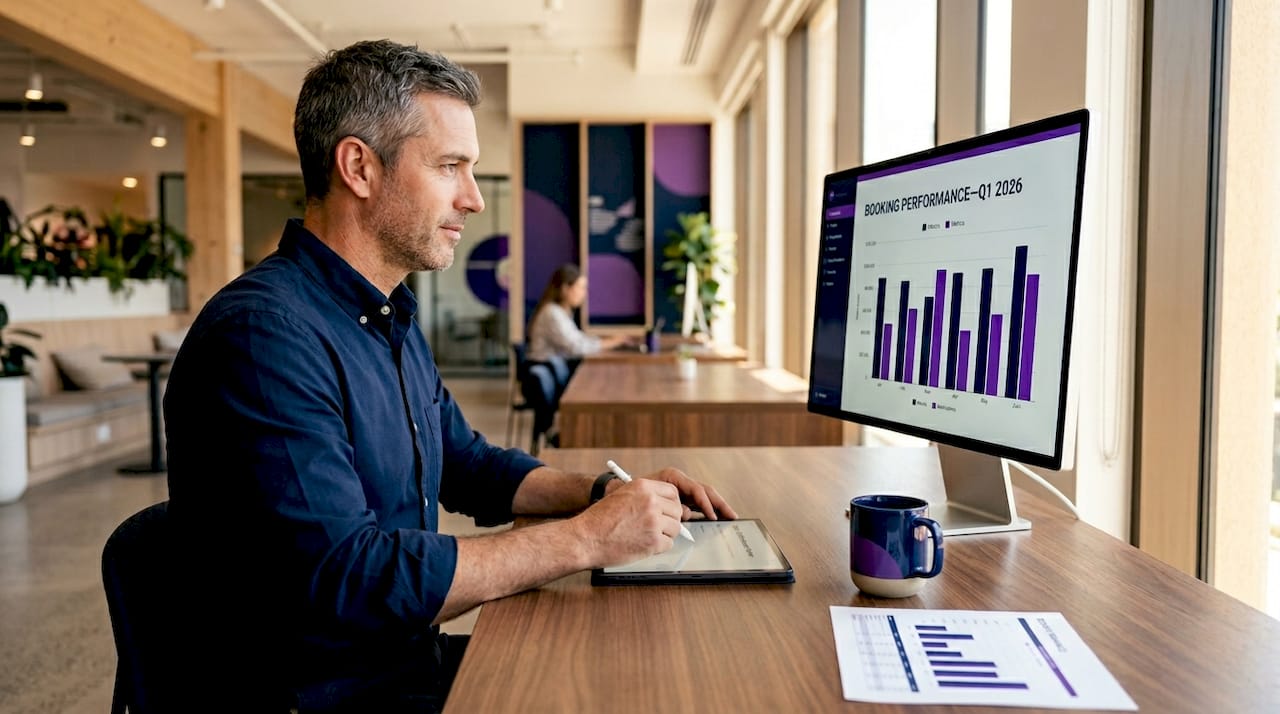 Manager monitoring booking system performance results