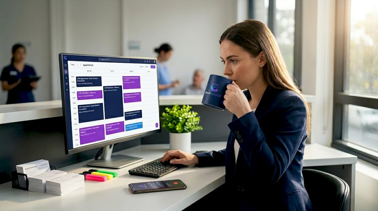Receptionist manages bookings with automation tool