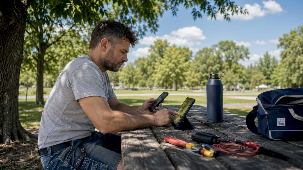 Electrician scheduling calls with devices