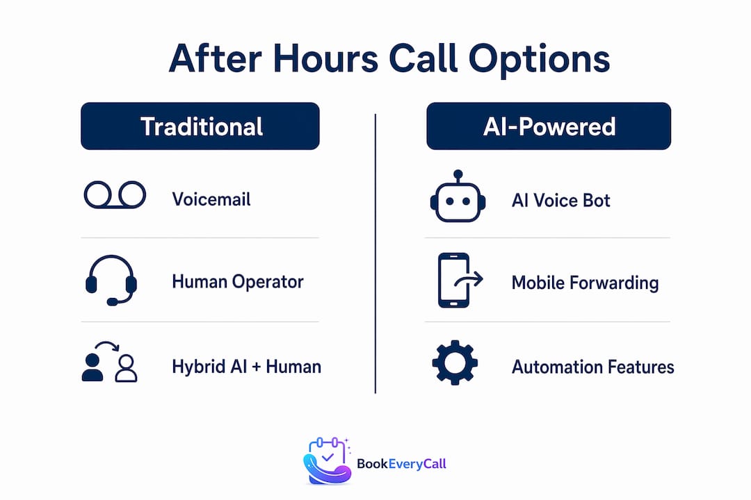 Infographic comparing after hours call answering options
