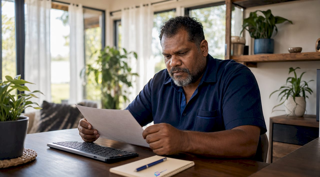 Man using AI receptionist headset at home desk