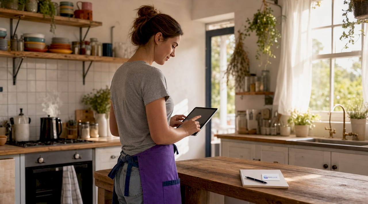 Female tradie setting up cloud phone system