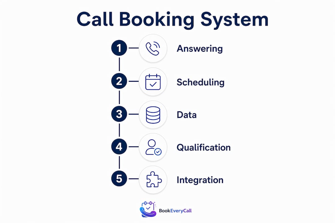 Infographic showing call booking system steps