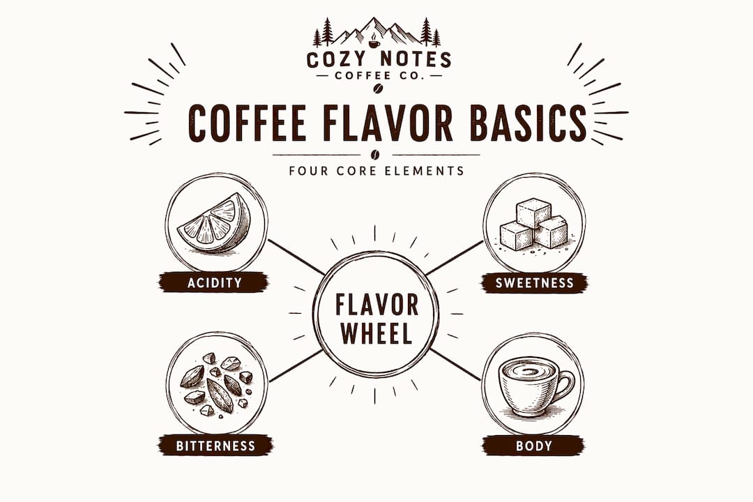 Hierarchy diagram of four core coffee flavor elements