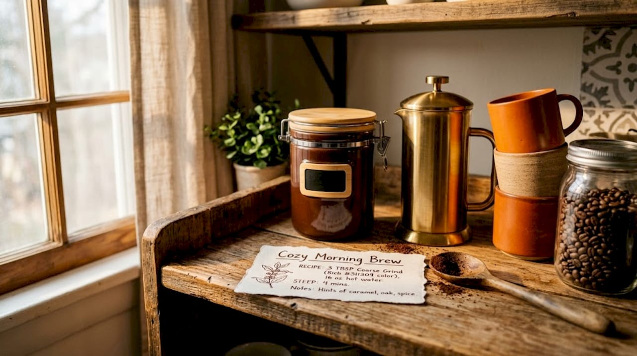 Tidy home coffee station with morning light