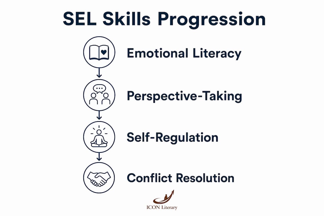 Infographic showing social-emotional learning skill progression