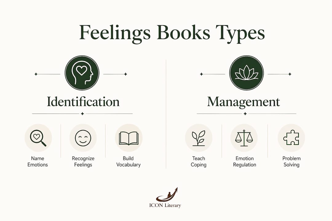 Infographic comparing two types of feelings books