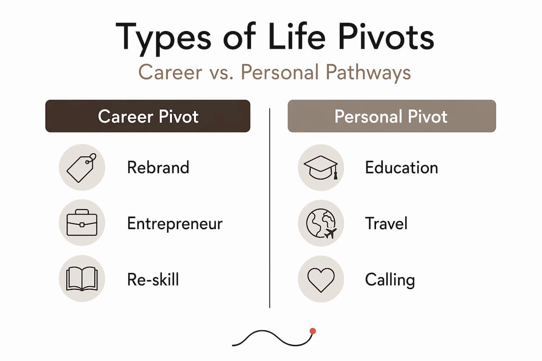 Infographic comparing career and personal pivot types