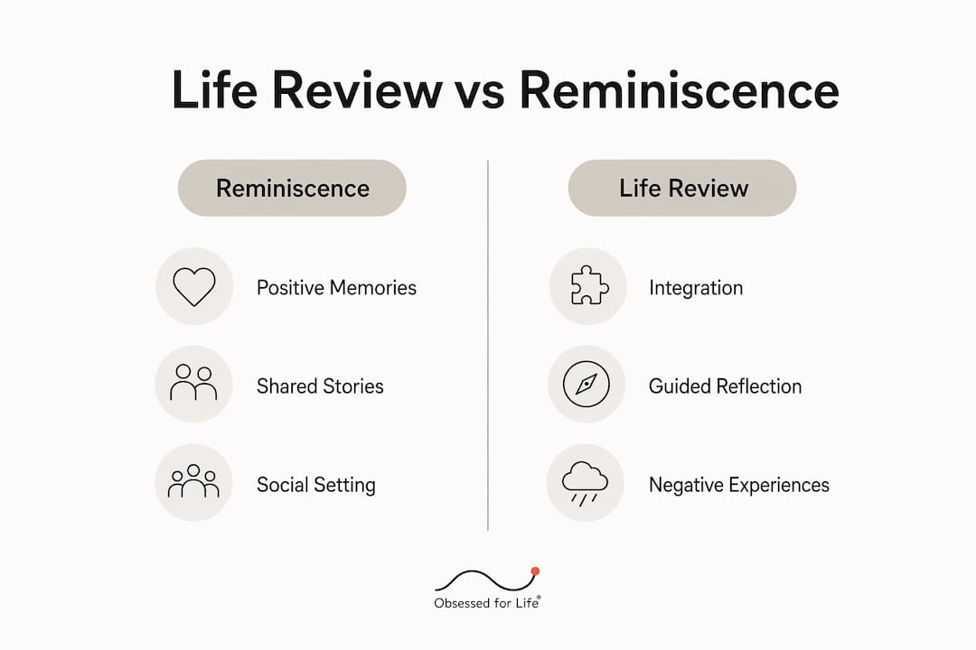 Infographic comparing life review and reminiscence therapy