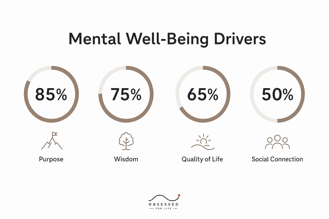 Infographic showing key mental well-being factors in later life