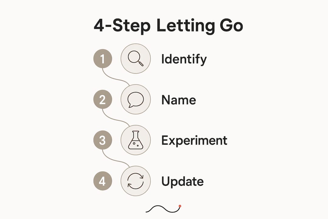 Infographic outlining the 4-step process to let go