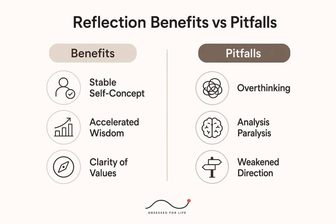 Infographic comparing benefits and pitfalls of reflection