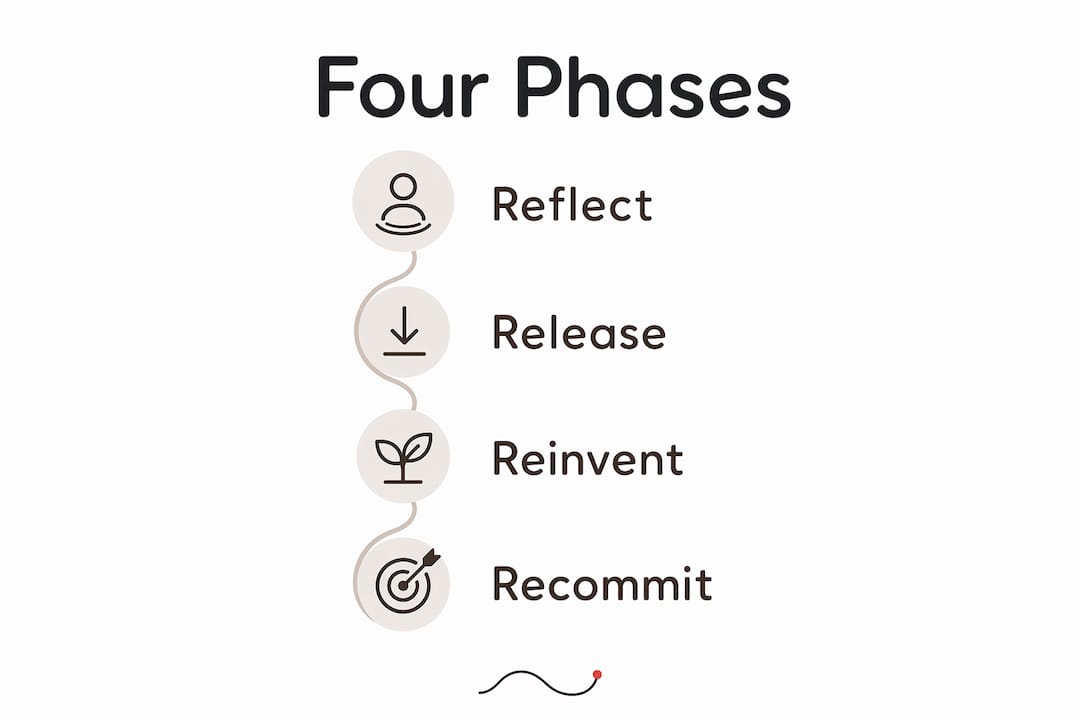 Infographic illustrating four phases of bold living after 40