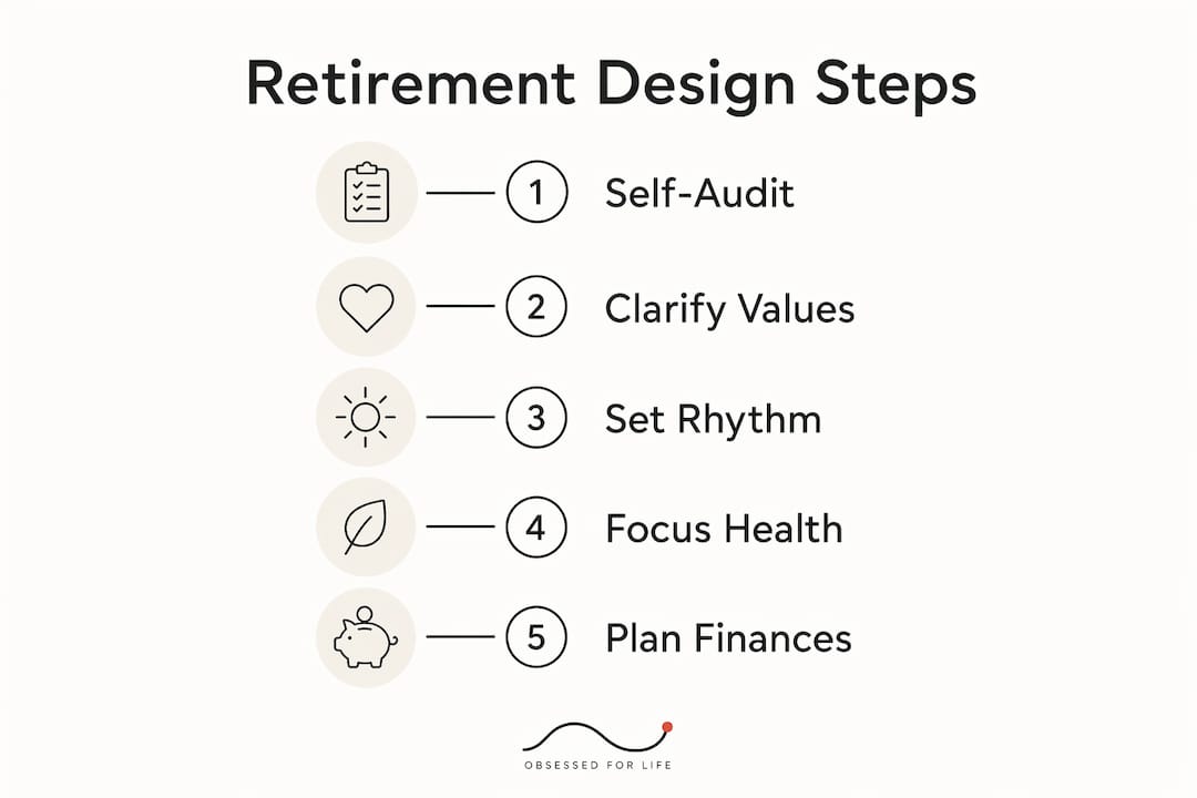 Infographic showing key steps of retirement design