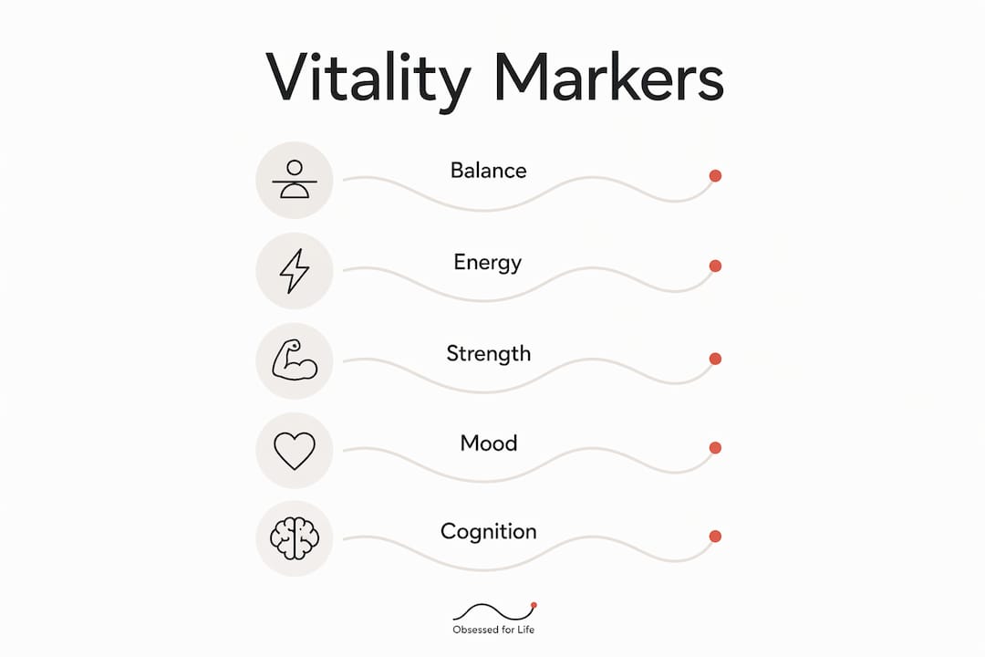 Infographic showing five key vitality markers in vertical flow