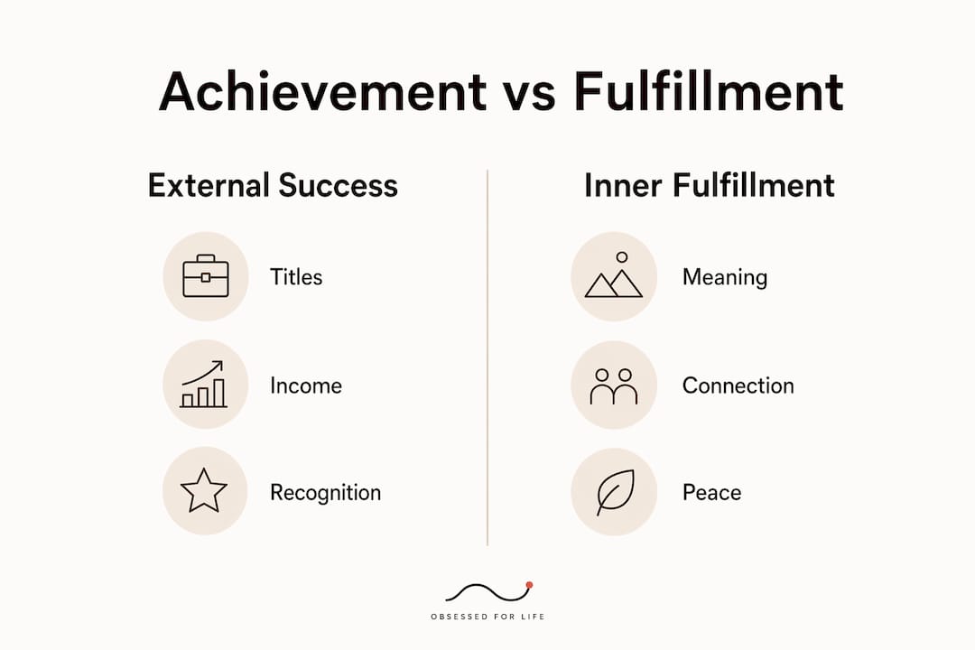 Infographic comparing achievement and inner fulfillment