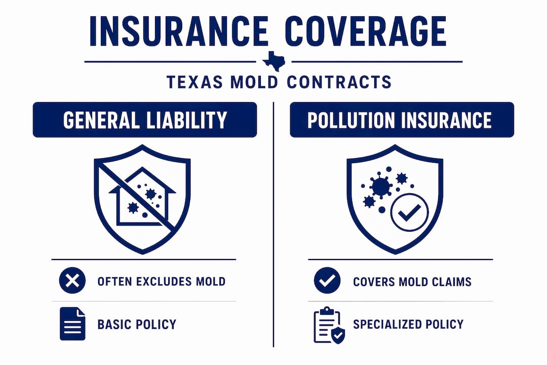 Infographic comparing insurance coverage in Texas mold contracts