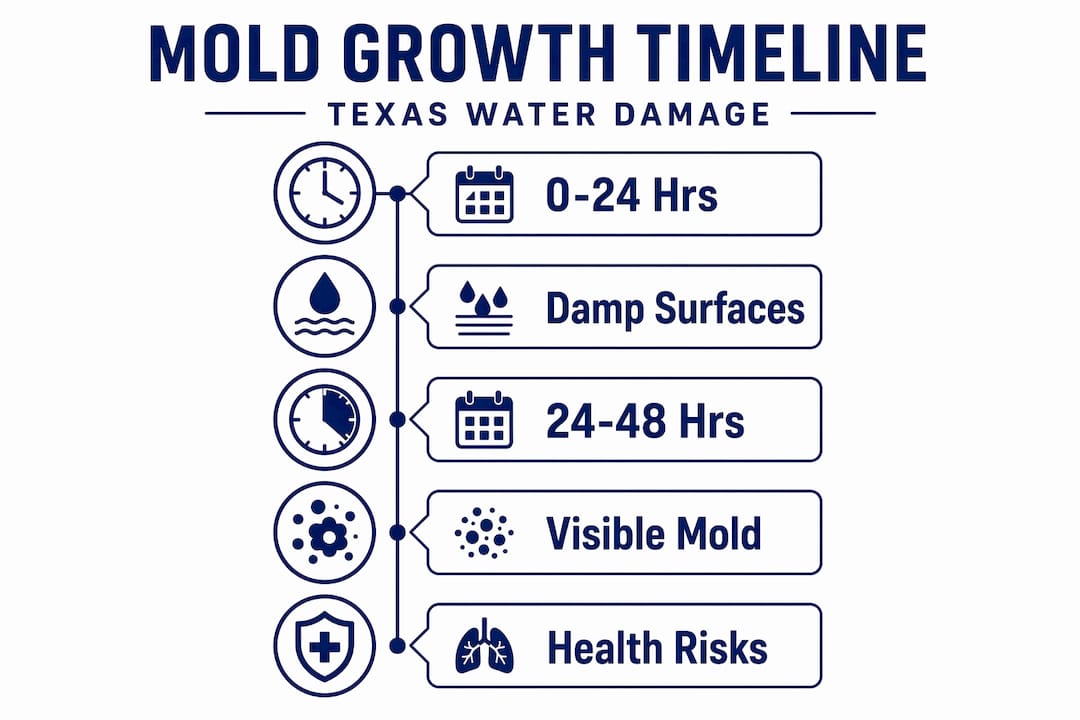 Infographic shows mold growth stages after water damage
