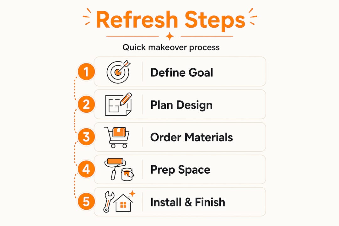 Infographic showing five steps of bathroom refresh