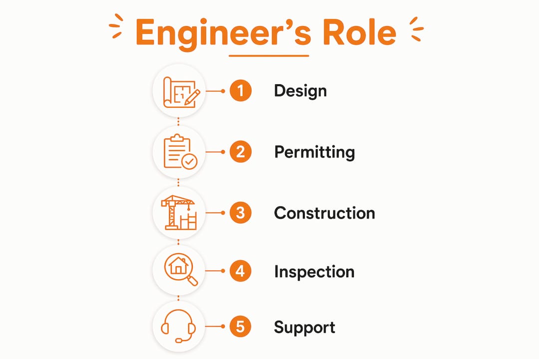 Infographic showing structural engineer’s process steps in home addition