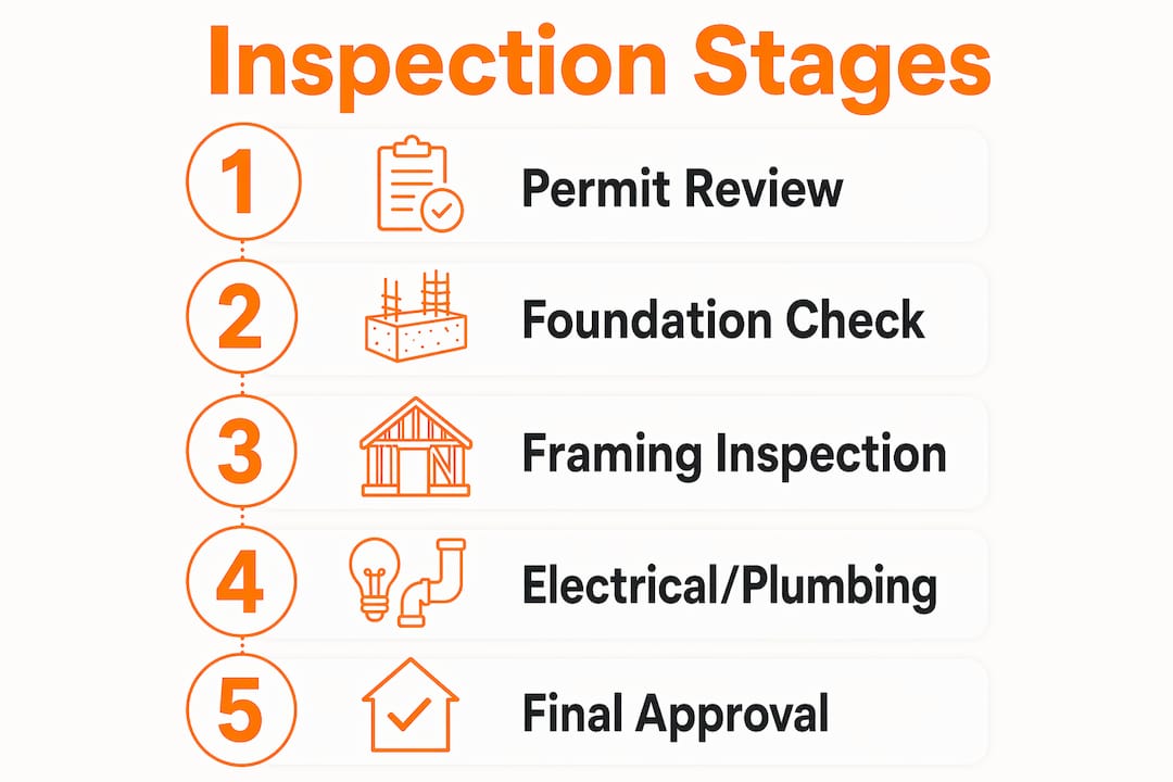 Infographic showing stages of building inspection during remodeling
