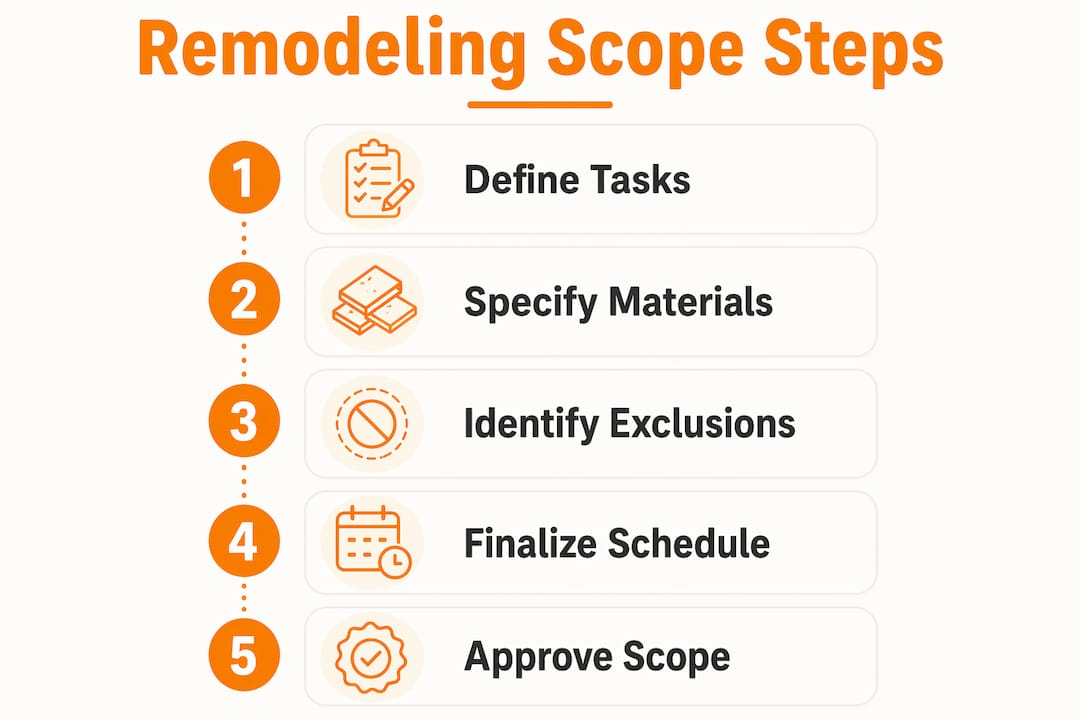 Infographic showing remodeling scope process steps