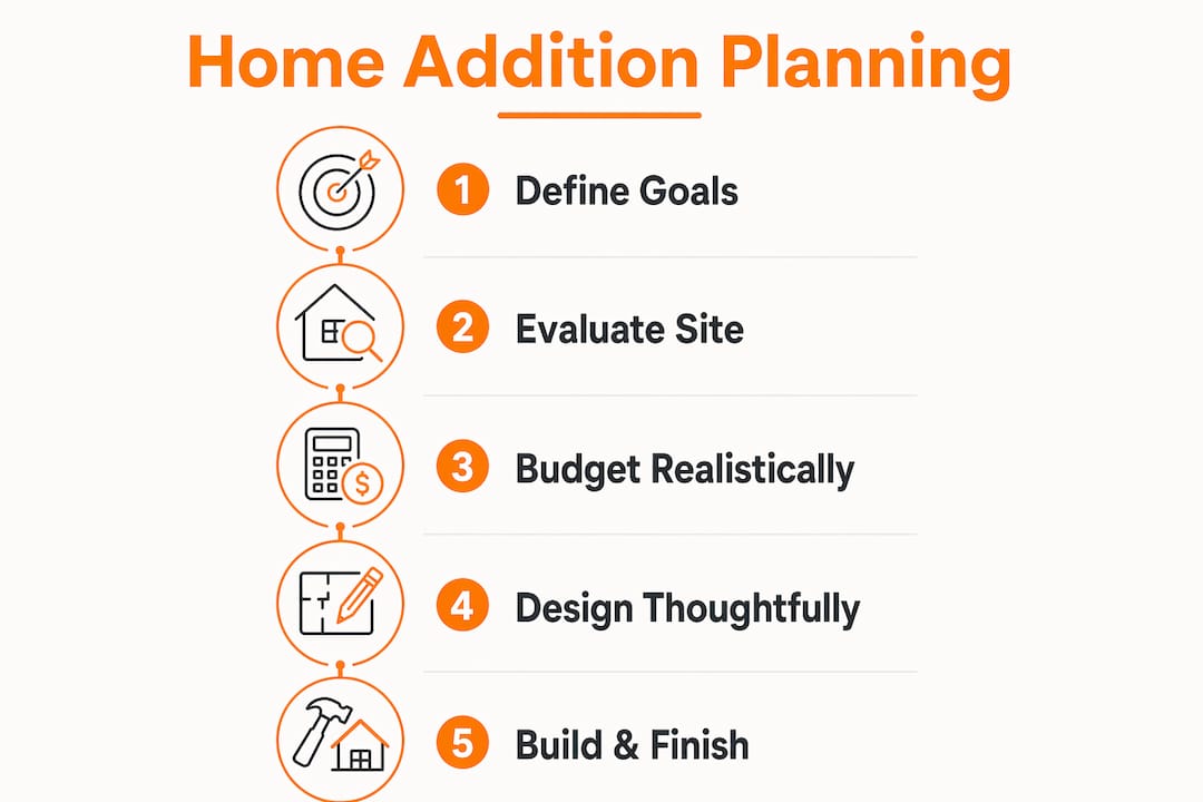 Infographic showing home addition planning steps