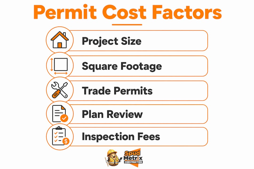Infographic showing key factors in permit costs