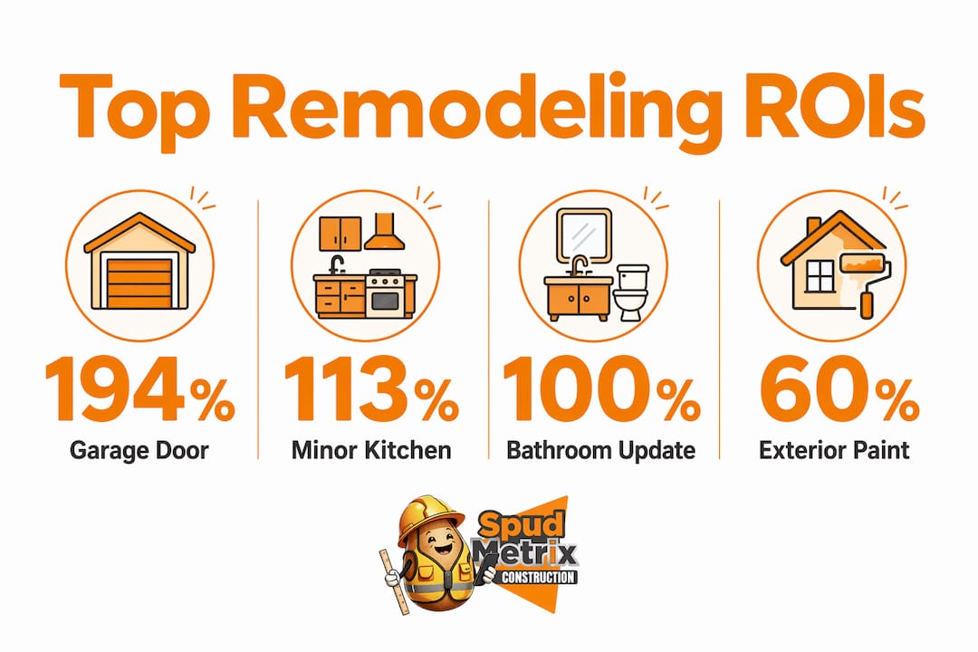 Infographic showing top remodeling ROI percentages