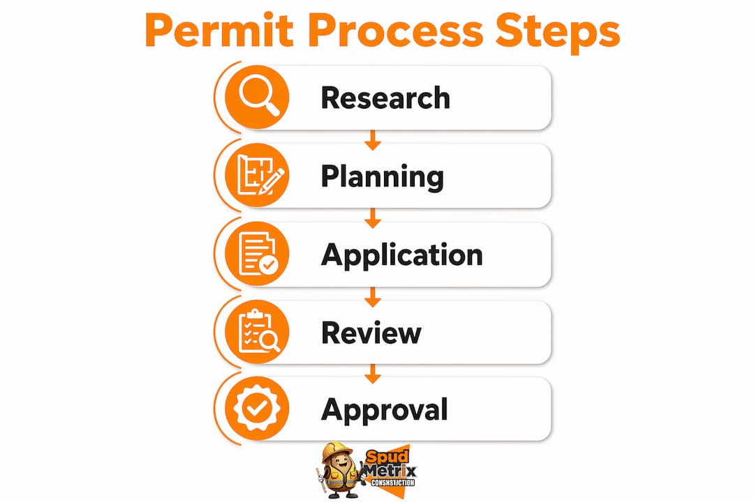 Infographic showing steps in home addition permitting process