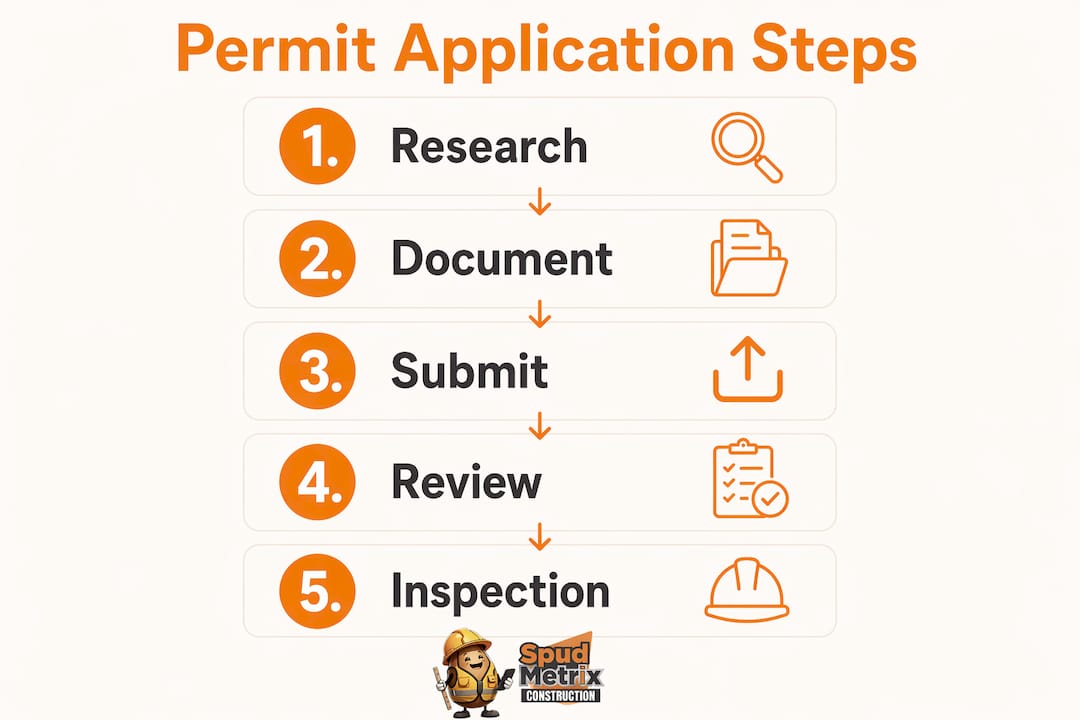 Infographic showing remodeling permit application steps