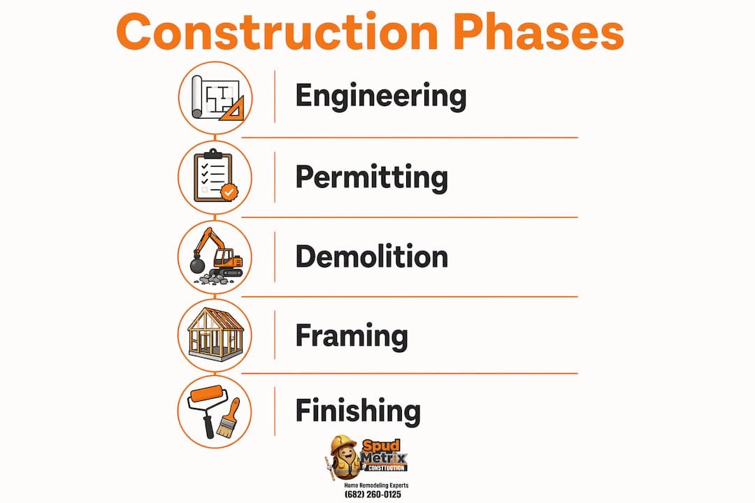 Infographic showing second story addition phases