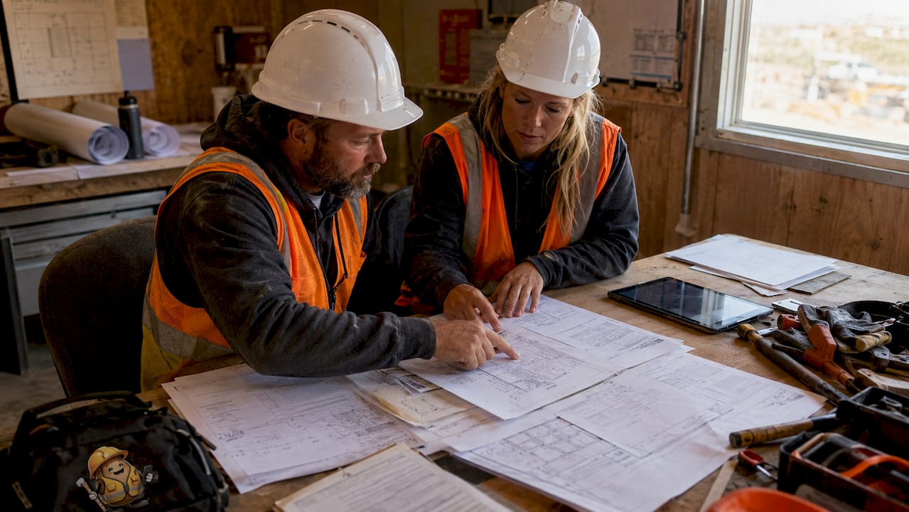 Contractors discussing renovation estimates on site