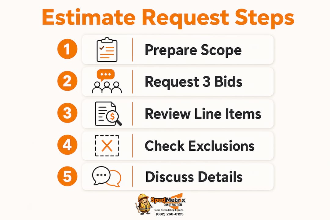 Infographic showing steps to request itemized renovation estimates