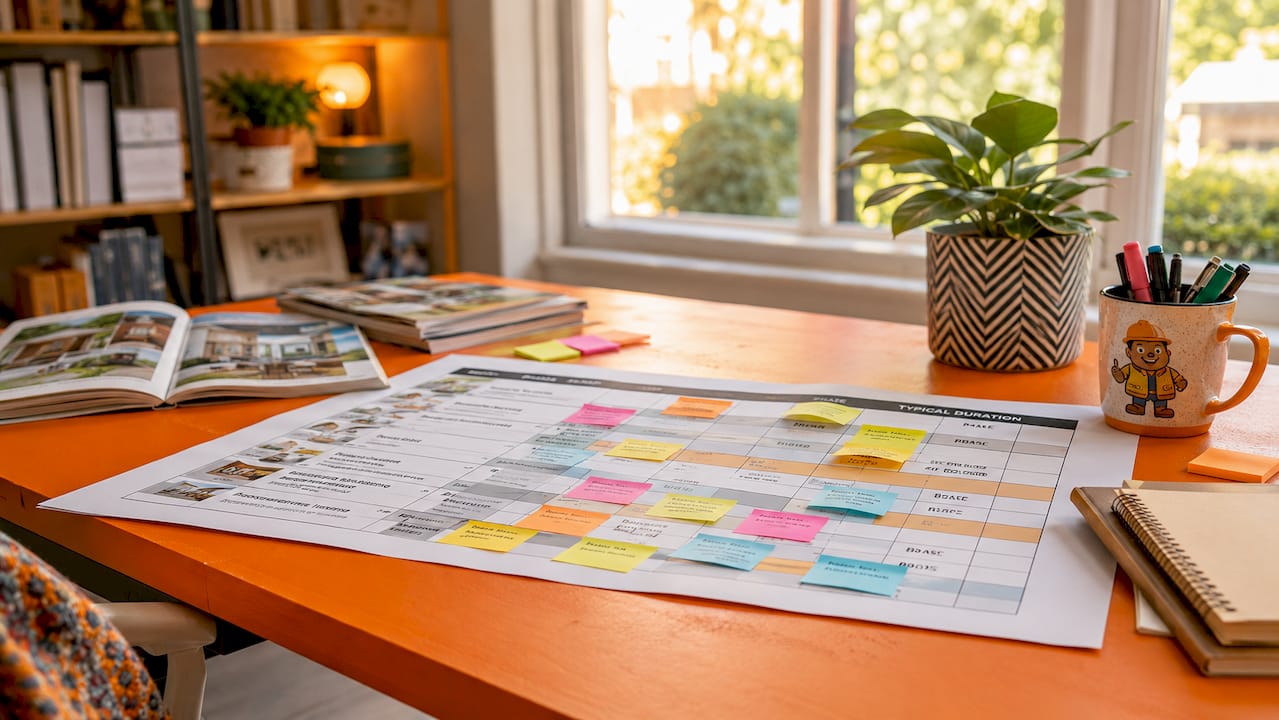 Printed remodeling phases and durations schedule chart