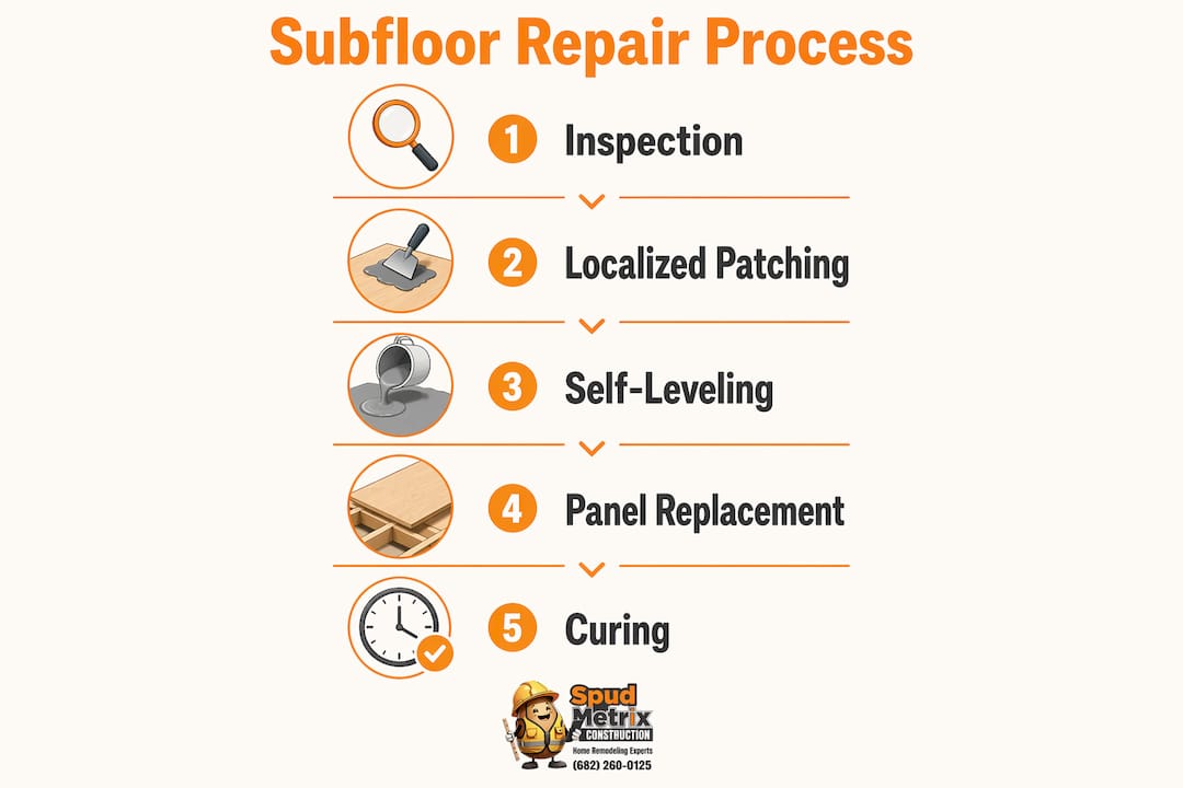 Infographic detailing subfloor repair steps