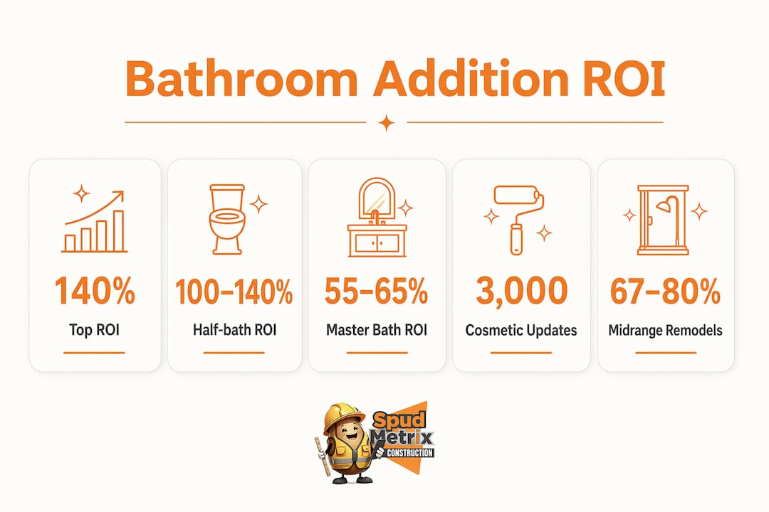 Infographic showing bathroom addition ROI statistics