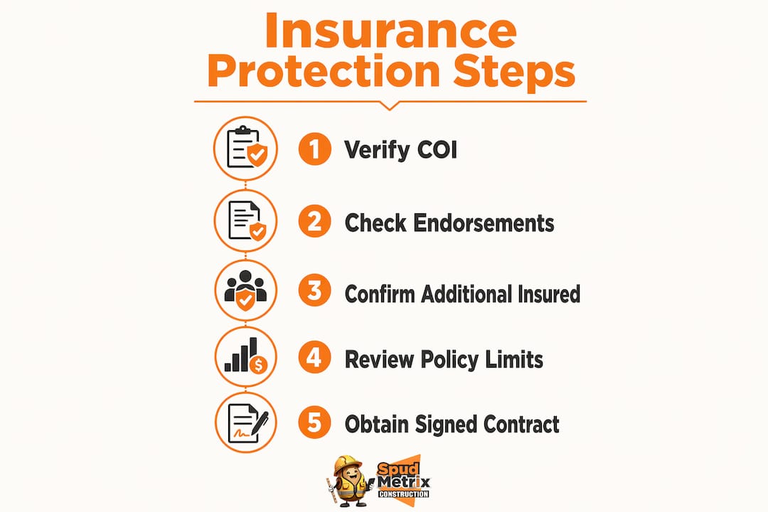 Infographic outlining contractor insurance protection steps