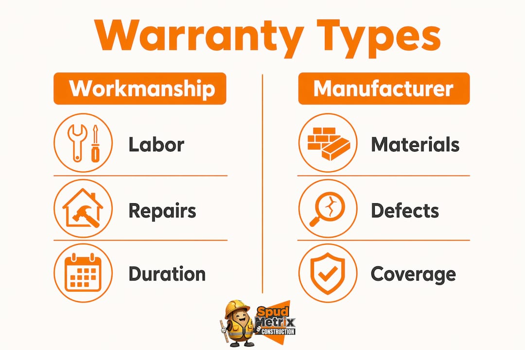 Infographic comparing workmanship and manufacturer warranties