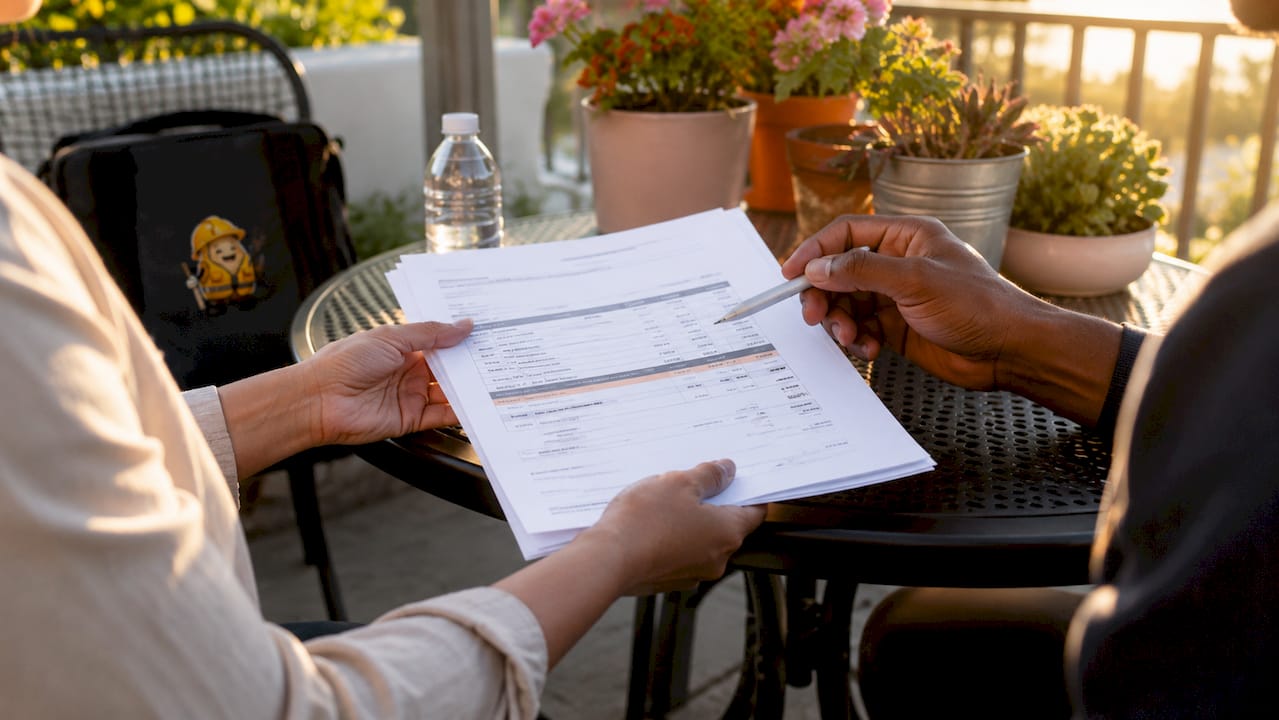 Hands exchanging remodeling contractor bids